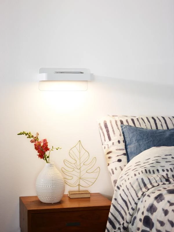 Lucide ATKIN - Lámpara de cabecera / Lámpara de pared - LED - 1x6W 3000K - Con punto de carga USB - Blanco - ambiente 1